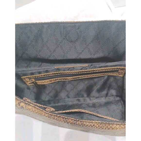 BCBG Maxazria Faux Snakeskin Fold Over Clutch With Chain Shoulder Strap - Picture 10 of 10